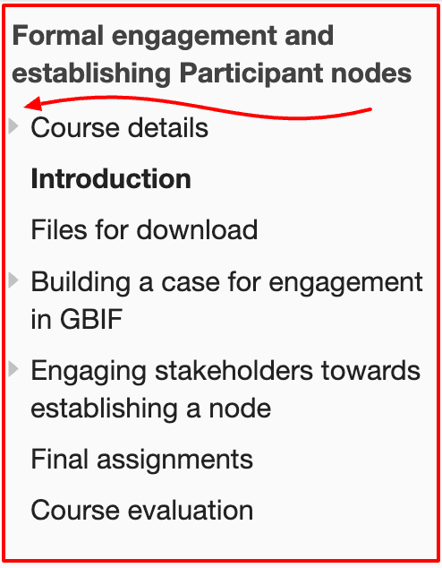 course left nav